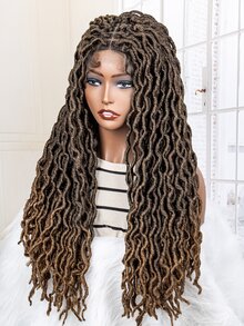 9*6 Lace Front Long Braided Synthetic Wig - Ombre - View 5