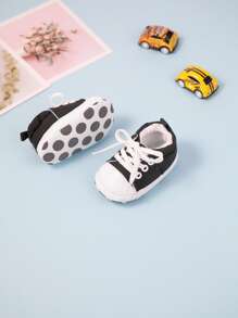 Infant Two Tone Lace-Up Front Skate Shoes - Black - View 5