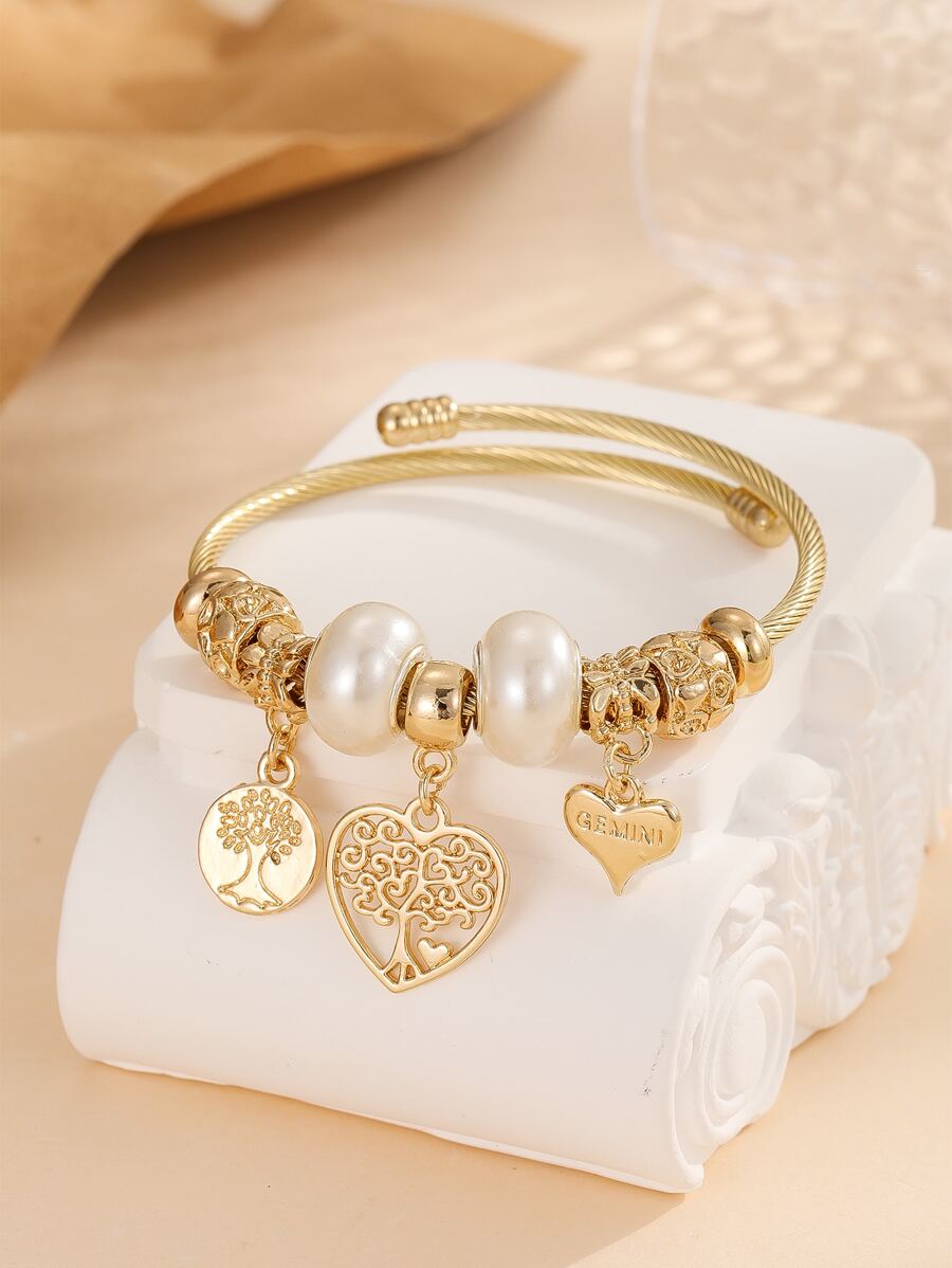 1 chiếc vòng tay trang trí hình cây nhỏ và trái tim thích hợp cho các cô gái đeo hàng ngày trong ngày lễ tình nhân - Nhiều màu - Xem 1