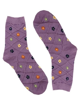 花卉圖案中筒襪