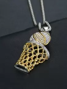Aleación de collar con colgante de baloncesto de diamantes de imitación para hombres de moda y populares para regalo de joyería y para una apariencia elegante - Multicolor - Ver 1
