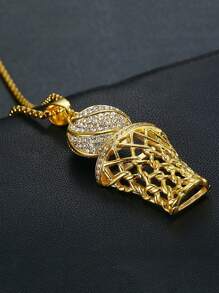 Aleación de collar con colgante de baloncesto de diamantes de imitación para hombres de moda y populares para regalo de joyería y para una apariencia elegante - Multicolor - Ver 2