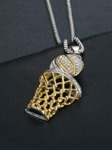 Aleación de collar con colgante de baloncesto de diamantes de imitación para hombres de moda y populares para regalo de joyería y para una apariencia elegante - Multicolor - Ver 3