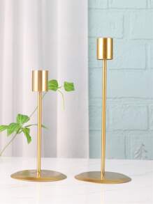 Bộ 2 chân nến màu vàng và đen trang trí bàn chân nến hiện đại cho nến thon, Halloween, ma quái, mùa thu, mùa đông, ngày lễ, lễ hội - Vàng - Xem 5