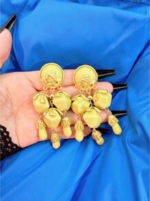 釘珠流蘇耳墜 - 橄欖綠 - 查看 4