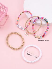 5入組/套隨機字母細節彩虹吊墜串珠手鏈