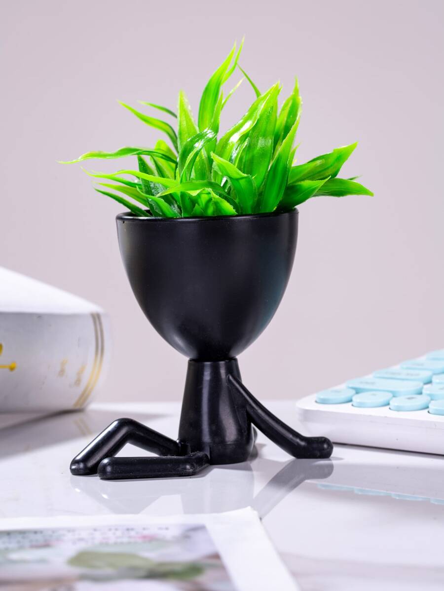 1入組人造植物帶人物設計鍋 - 彩色 - 查看 1