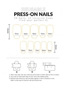 憑藉24入組長形橢圓形閃爍鑽石3D花朵裝飾假指甲，1入組指甲修整文件和1張指甲片，讓您的指甲焕然一新，成為美甲必備用品 - 銀色 - 查看 2