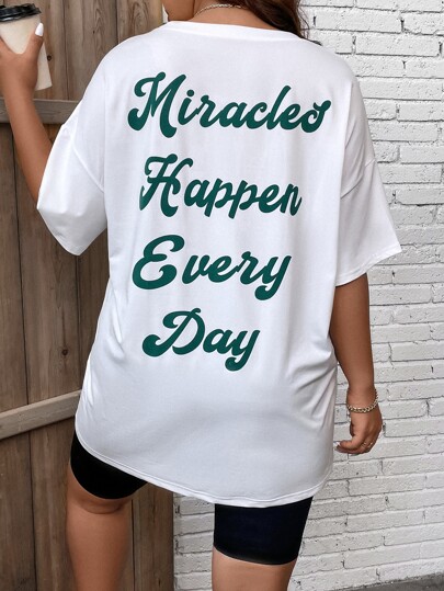 Calvaya Plus Slogan Graphic Drop Shoulder Tee