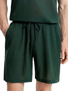 Manfinity Men Solid Tee & Shorts - Dark Green - View 6