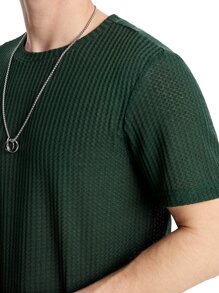 Manfinity Men Solid Tee & Shorts - Dark Green - View 9