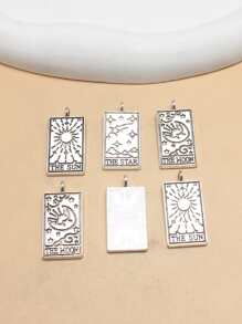 6pcs Alloy Tarot Design DIY Pendant - Silver - View 2