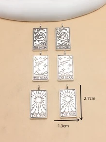 6pcs Alloy Tarot Design DIY Pendant - Silver - View 3