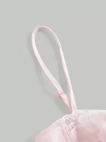 SHEIN MOD Jacquard Contrast Lace Corset Structure Cami Top - Baby Pink - View 3