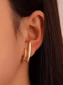 Geometric Stud Earrings - Yellow Gold - View 1