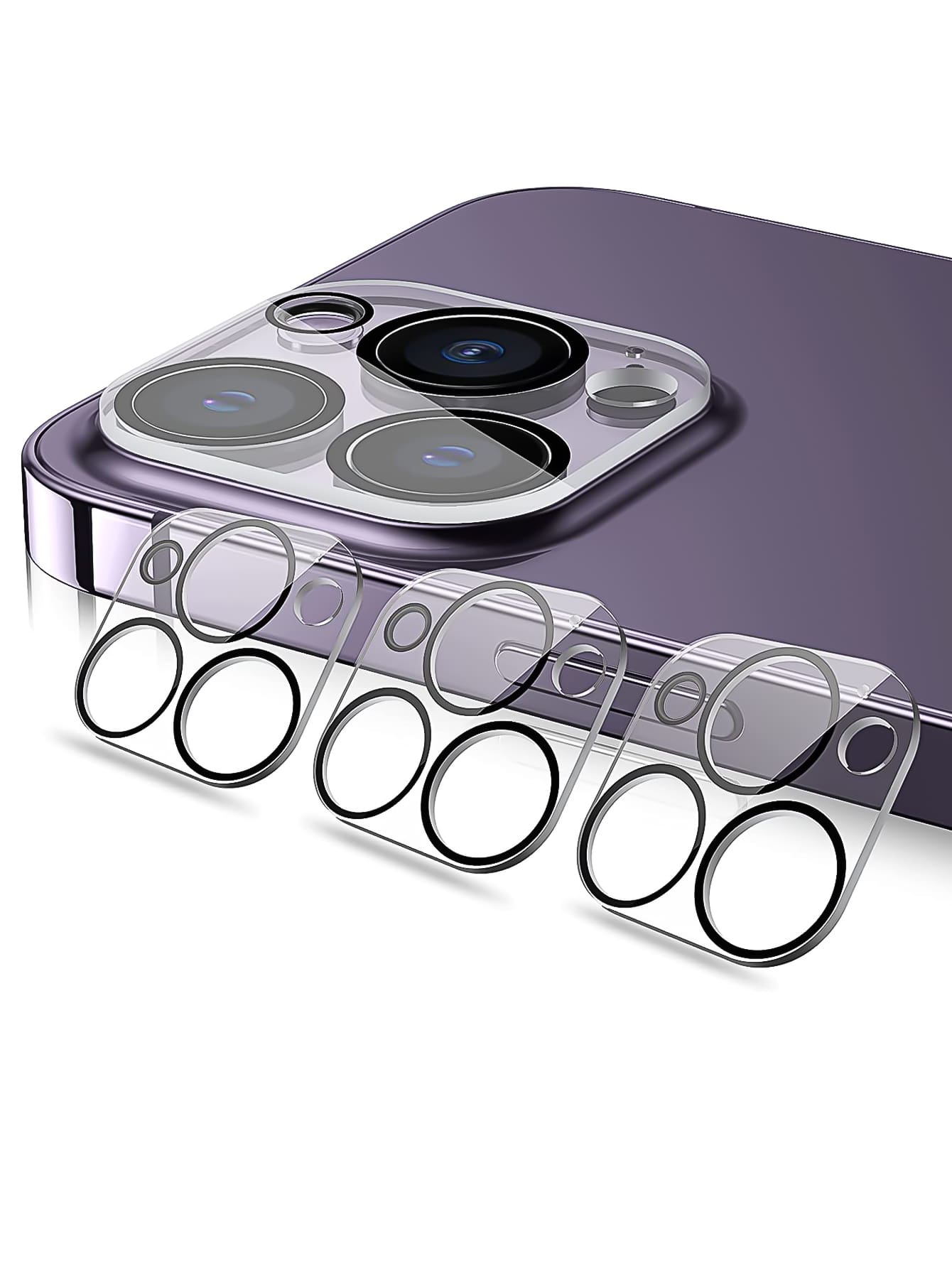 3pcs Plain Lens Film Compatible With iPhone15/15Plus/15Pro/15Promax - Clear - View 1