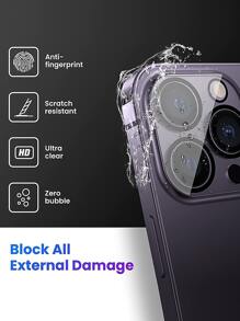 3pcs Plain Lens Film Compatible With iPhone15/15Plus/15Pro/15Promax - Clear - View 4