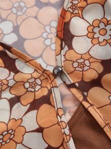 SHEIN MOD 滿版印花薄透短款上衣和吊帶上衣 - 彩色 - 查看 3