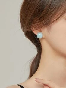 圓形耳釘 - 淺藍色 - 查看 4