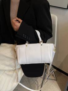 極簡風格雙把手波士頓包 - 米色 - 查看 2