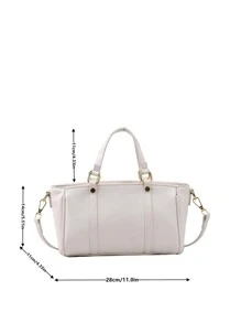 極簡風格雙把手波士頓包 - 米色 - 查看 3