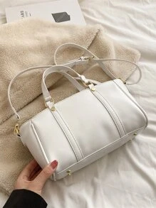 極簡風格雙把手波士頓包 - 米色 - 查看 8