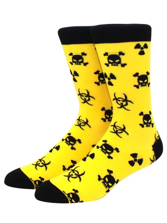 男士骷髅頭圖案中筒襪