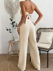 Chiquease Tassel Hem Tie Back Tube Top & Wide Leg Pants