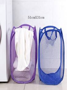 1pc Plain Mesh Laundry Hamper, Simple Laundry Basket For Bathroom - Multicolor - View 5