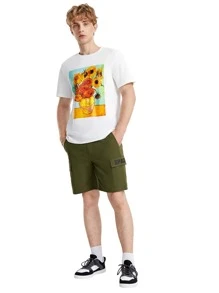 Manfinity 1pc Sunflower Print Tee - White - View 3