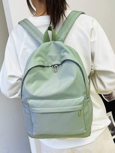 Preppy Solid Color Solid Color Women Backpack Shoulder Bag Fashion School Bag, For Women, Rookies & White-Collar Workers, For Lady, For Female For Business/Commute/Work/Office, For Festivals/Vacation/Holiday