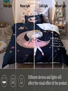 Cartoon Graphic Duvet Cover Set Without Filler - Multicolor - View 6