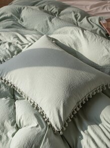 Set colcha con fleco unicolor sin relleno - Verde - Ver 6