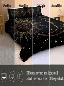 Bộ vỏ chăn hình mặt trăng & mặt trời không có chất làm đầy - Nhiều màu - Xem 8