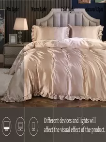 Ruffled Satin Duvet Cover Set (Comforter Not Included)