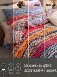 Floral Print Duvet Cover Set Without Filler - Multicolor - View 6