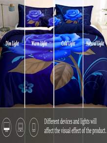 Floral Print Duvet Cover Set Without Filler - Multicolor - View 8