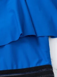 Ruffle Mesh Trim One Piece Swimsuit - Royal Blue - View 5