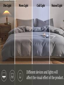 3件套纯色浅灰色纤维床上用品，宿舍用品 - 淺灰色 - 查看 6