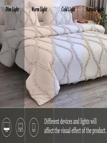 Frill Detail Duvet Cover Set Without Filler - Beige - View 8