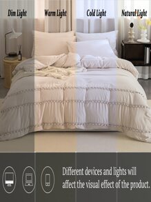 Pom Pom Decor Duvet Cover Set Without Filler - Beige - View 7