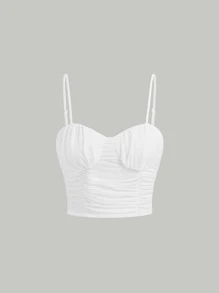 SHEIN MOD Ruched Bustier Cami Top - White - View 2