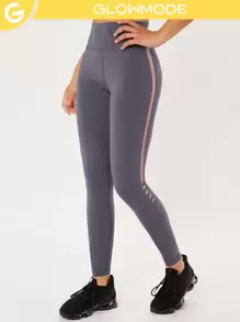 GLOWMODE 26" Powersculpt™ Side Stripe Logo Leggings - Mauve Purple - View 2