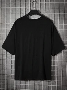 EASEVO Hombres Camiseta con estampado de letra - Negro - Ver 2