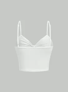 SHEIN MOD 扭纹前褶饰紧身胸衣结构吊带背心 - 白色 - 查看 2