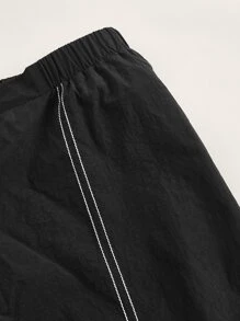 SHEIN ICON Contrast Stitching Cargo Trousers - Black - View 3
