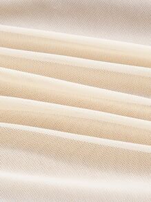 SHEIN MOD Đầm viền lá sen Xù màu trơn Giải trí - Màu be - Xem 4