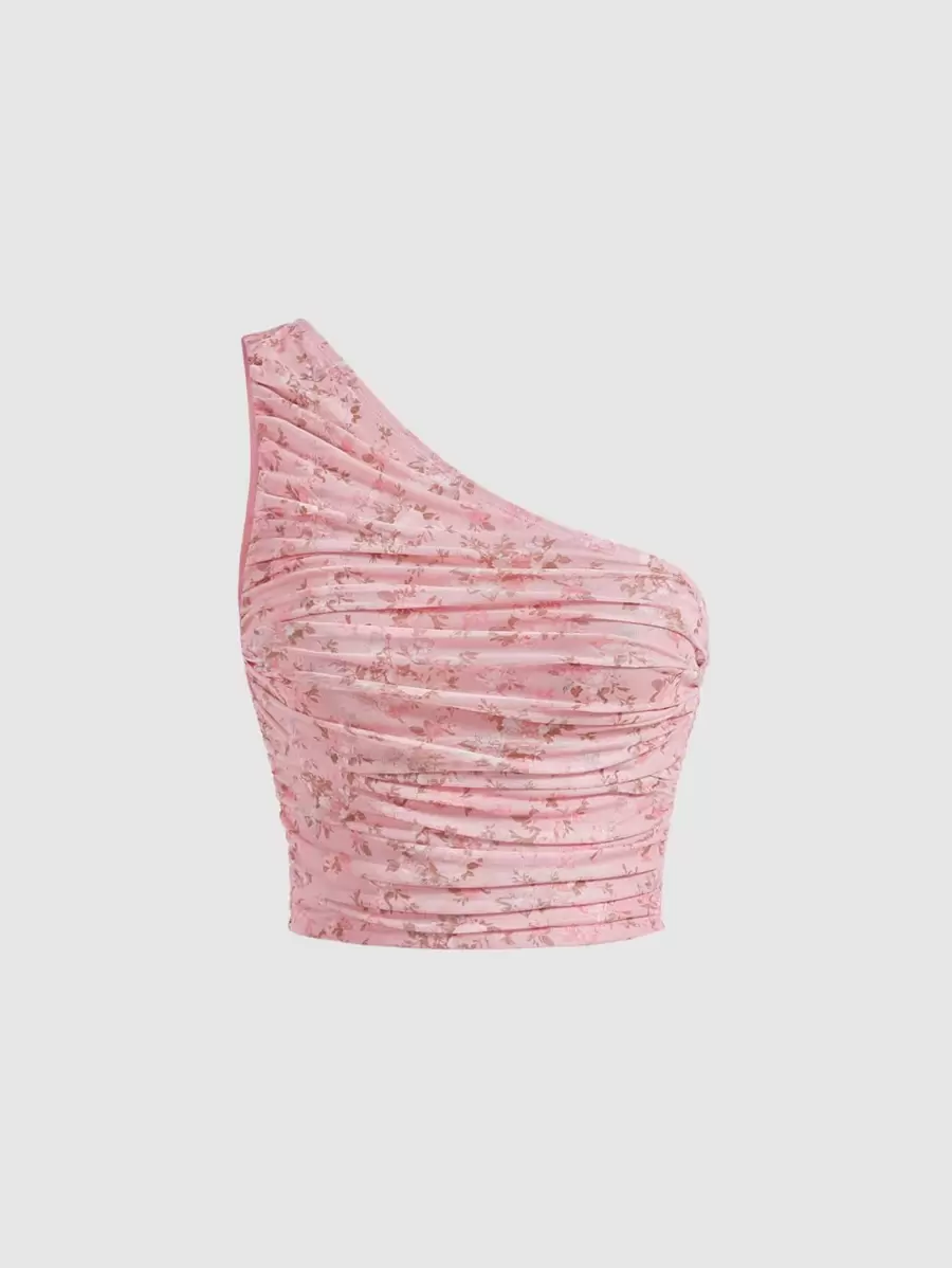 SHEIN MOD Áo nữ Xù Họa tiết hoa Giải trí - Màu Hồng baby - Xem 1