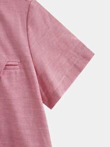 SHEIN Toddler Boys Button Front Shirt - Dusty Pink - View 3