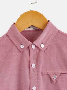 SHEIN Toddler Boys Button Front Shirt - Dusty Pink - View 4
